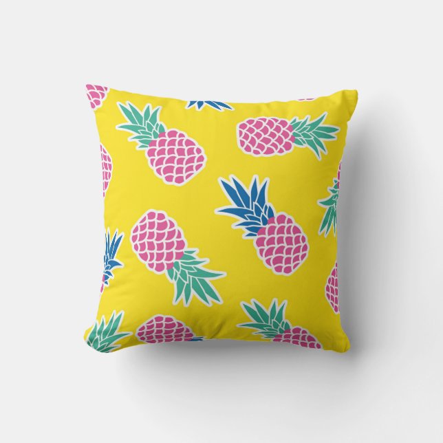 Ananas Frenzy: Heldere Cartoon . Kussen (Voorkant)