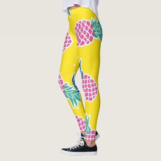 Ananas Frenzy: Heldere Cartoon . Leggings (Links)