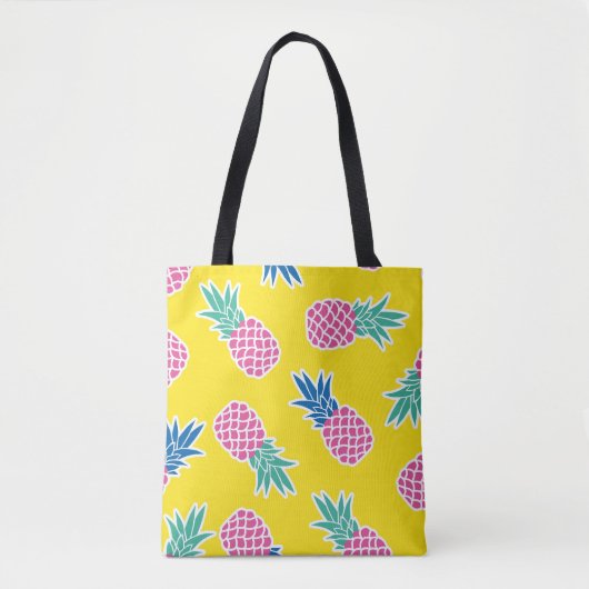 Ananas Frenzy: Heldere Cartoon . Tote Bag (Voorkant)