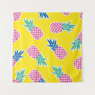 Ananas Frenzy: Heldere Cartoon . Wandkleed