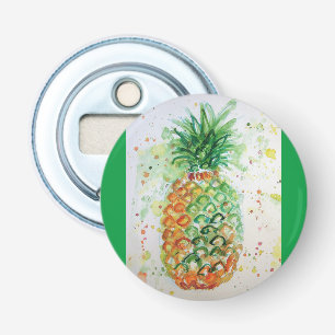 Ananas Fruit Food Tropical Art Oranje Limoen Cute Button Flesopener