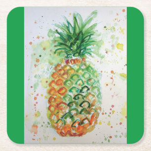 Ananas Fruit Food Tropical Art Oranje Limoen Cute Kartonnen Onderzetters