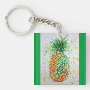 Ananas Fruit Food Tropical Art Oranje Limoen Cute Sleutelhanger