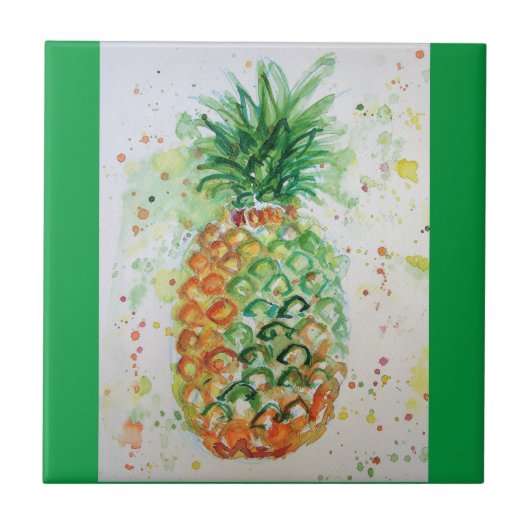 Ananas Fruit Food Tropical Art Oranje Limoen Cute Tegeltje (Voorkant)