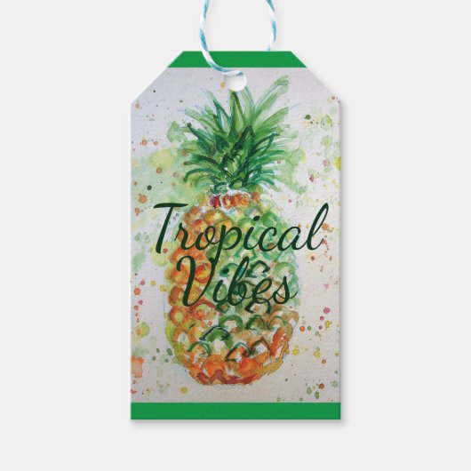 Ananas Fruit Food Tropical Vibes Oranje Limoen Cadeaulabel (Voorkant)