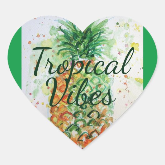Ananas Fruit Food Tropical Vibes Oranje Limoen Hart Sticker (Voorkant)
