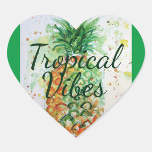 Ananas Fruit Food Tropical Vibes Oranje Limoen Hart Sticker