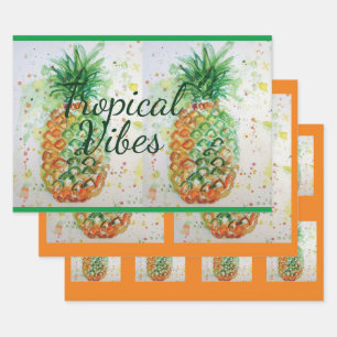 Ananas Fruit Food Tropical Vibes Oranje Limoen Inpakpapier Vel
