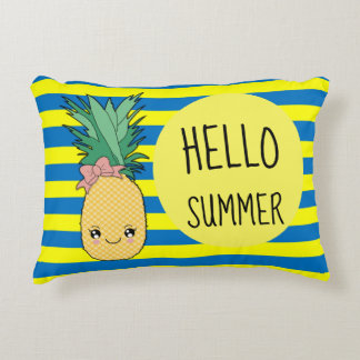 Ananas Fruit Kawaii Hallo Summer Blue Stripe Accent Kussen