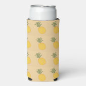 Ananas fruit patroon bruin seltzer blikjeskoeler (Seltzer Voorkant)