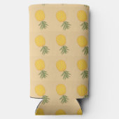 Ananas fruit patroon bruin seltzer blikjeskoeler (Achterkant)