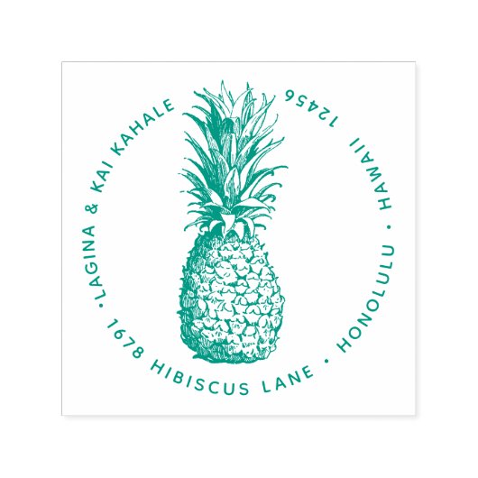 Ananas Fruit Retouradres Hawaii Botanical Zelfinktende Stempel (Design)