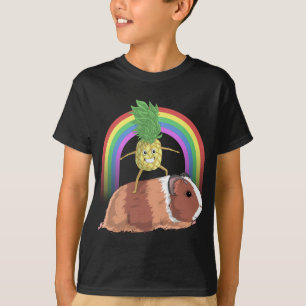 Ananas Fruit Riding Guinea Pig Rainbow Schattige M T-shirt
