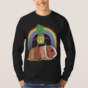 Ananas Fruit Riding Guinea Pig Rainbow Schattige M T-shirt
