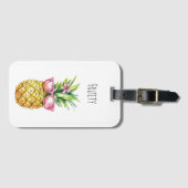 Ananas Fruit Roze Zonnebril Bagagelabel (Voorkant (horizontaal))