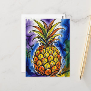 Ananas Fruit Waterverf Doodle Briefkaart