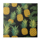 Ananas Fruit Zwart Tegeltje (Voorkant)