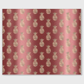 Ananas Fruits Faux Gold Tropical Summer Burgund Cadeaupapier (Vlak)