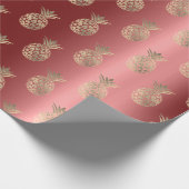 Ananas Fruits Faux Gold Tropical Summer Burgund Cadeaupapier (Hoek)