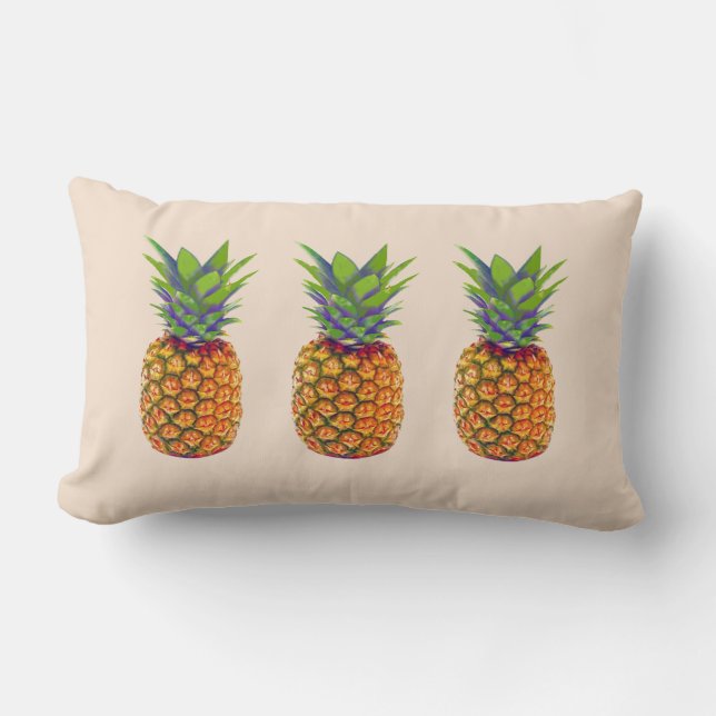 Ananas Fruits on Light Beige Lumbar Pillow Kussen (Voorkant)