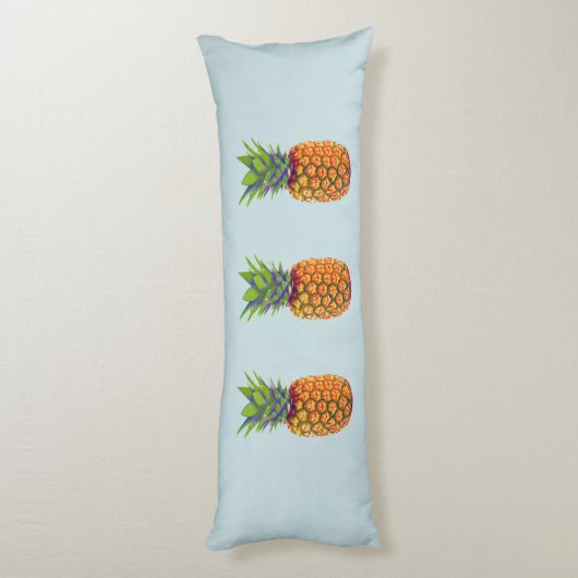 Ananas Fruits on Light Blue Lichaamskussen (Achterkant (Verticaal))