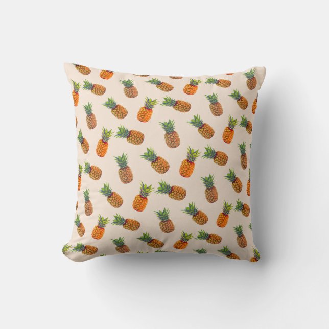 Ananas Fruits on Light Champagne Beige Kussen (Voorkant)