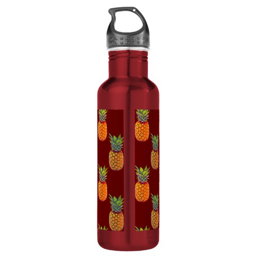 Ananas Fruits on Red Waterfles (Achterkant)