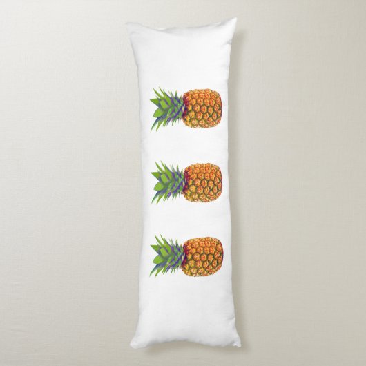 Ananas Fruits on White Lichaamskussen (Achterkant (Verticaal))