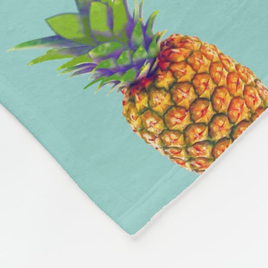 Ananas Fruits op Blauwgroen Fleece Deken (Hoek)