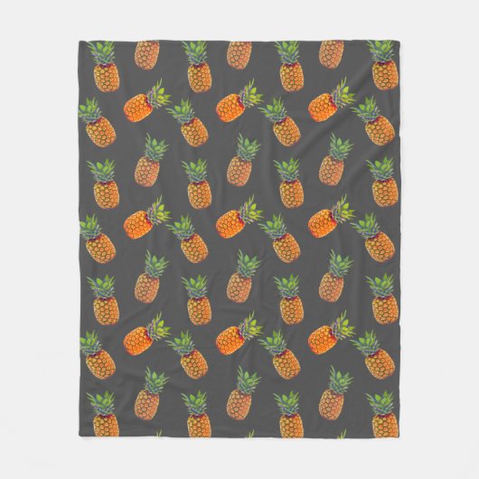 Ananas Fruits op grijs Fleece Deken (Voorkant)