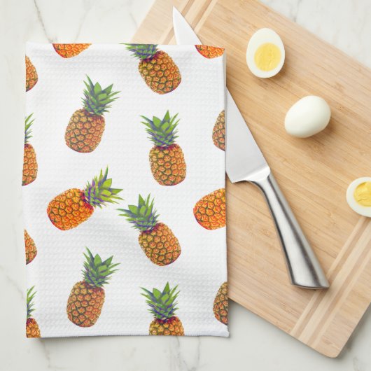 Ananas Fruits op White Kitchen Towel Theedoek (Quarter Fold)