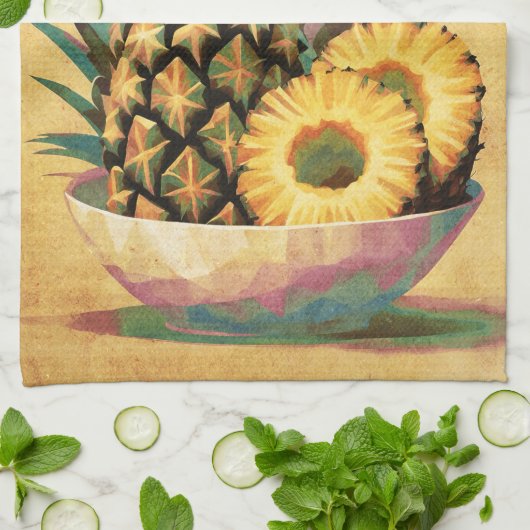 ananas fruitschaal theedoek (Gevouwen)