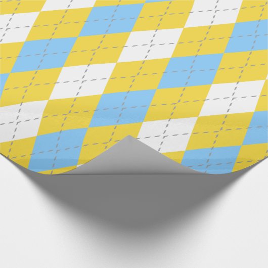 Ananas Geel DK Grijs Wit XL Argyle Cadeaupapier (Hoek)