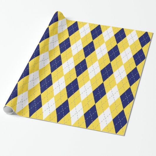 Ananas Geel DK Grijs Wit XL Argyle Cadeaupapier (Uitgerold)