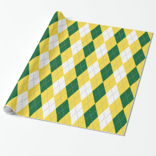 Ananas Geel Donkergrijs Wit XL Argyle Cadeaupapier
