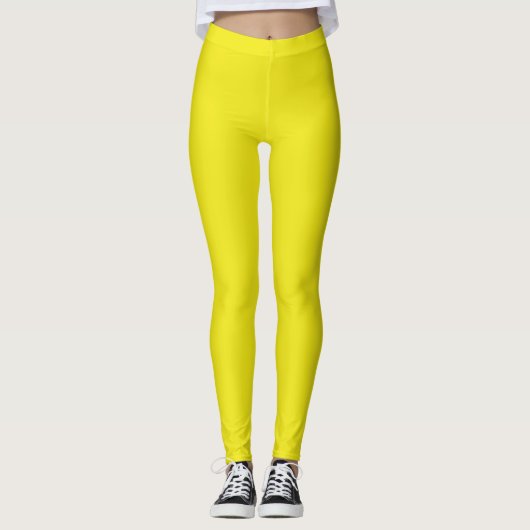 Ananas Geel Effen Kleur Leggings (Voorkant)