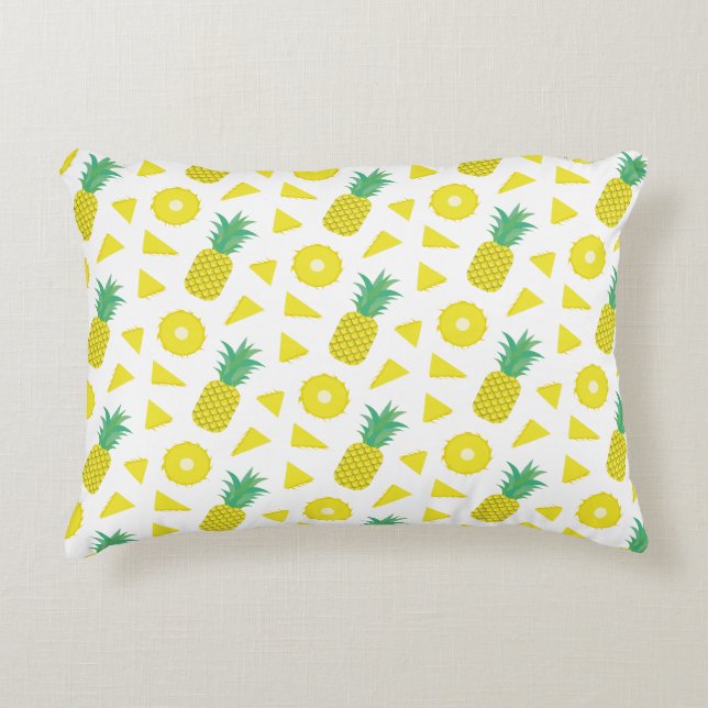 Ananas Geel Groen Fruit Patroon Modern Accent Kussen (Voorkant)