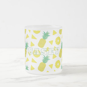 Ananas Geel Groen Fruit Patroon Modern Matglas Koffiemok