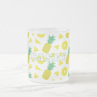 Ananas Geel Groen Fruit Patroon Modern Matglas Koffiemok