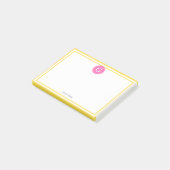 Ananas Geel Omlijst Rond Heet Roze 1I Monogram Post-it® Notes (Schuin)