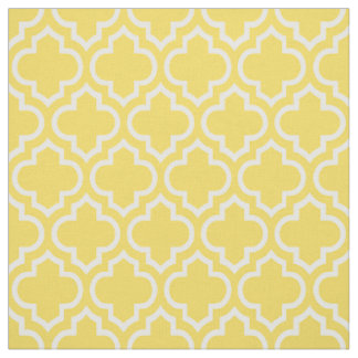Ananas geel, wit Marokkaans Quatrefoil #6 Stof