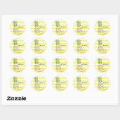 Ananas gele strepen zomer gepersonaliseerd ronde sticker (Vel)