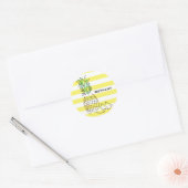 Ananas gele strepen zomer gepersonaliseerd ronde sticker (Envelop)