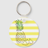 Ananas gele strepen zomer gepersonaliseerd sleutelhanger (Achterkant)