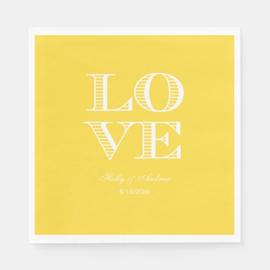 Ananas Gele Witte LOVE Servetten (Voorkant)