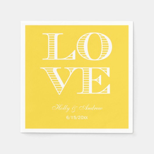 Ananas Gele Witte LOVE Servetten (Voorkant)