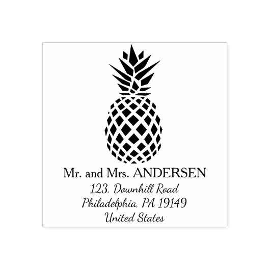 Ananas gepersonaliseerde tropische bruiloft stempe rubberstempel (Afrduk)