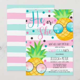 Ananas Geslacht Onthulling Uitnodiging Hawaiian On