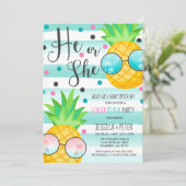 Ananas Geslacht Onthulling Uitnodiging Hawaiian On (Staand voorkant)