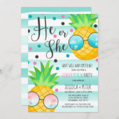 Ananas Geslacht Onthulling Uitnodiging Hawaiian On (Voorkant / Achterkant)